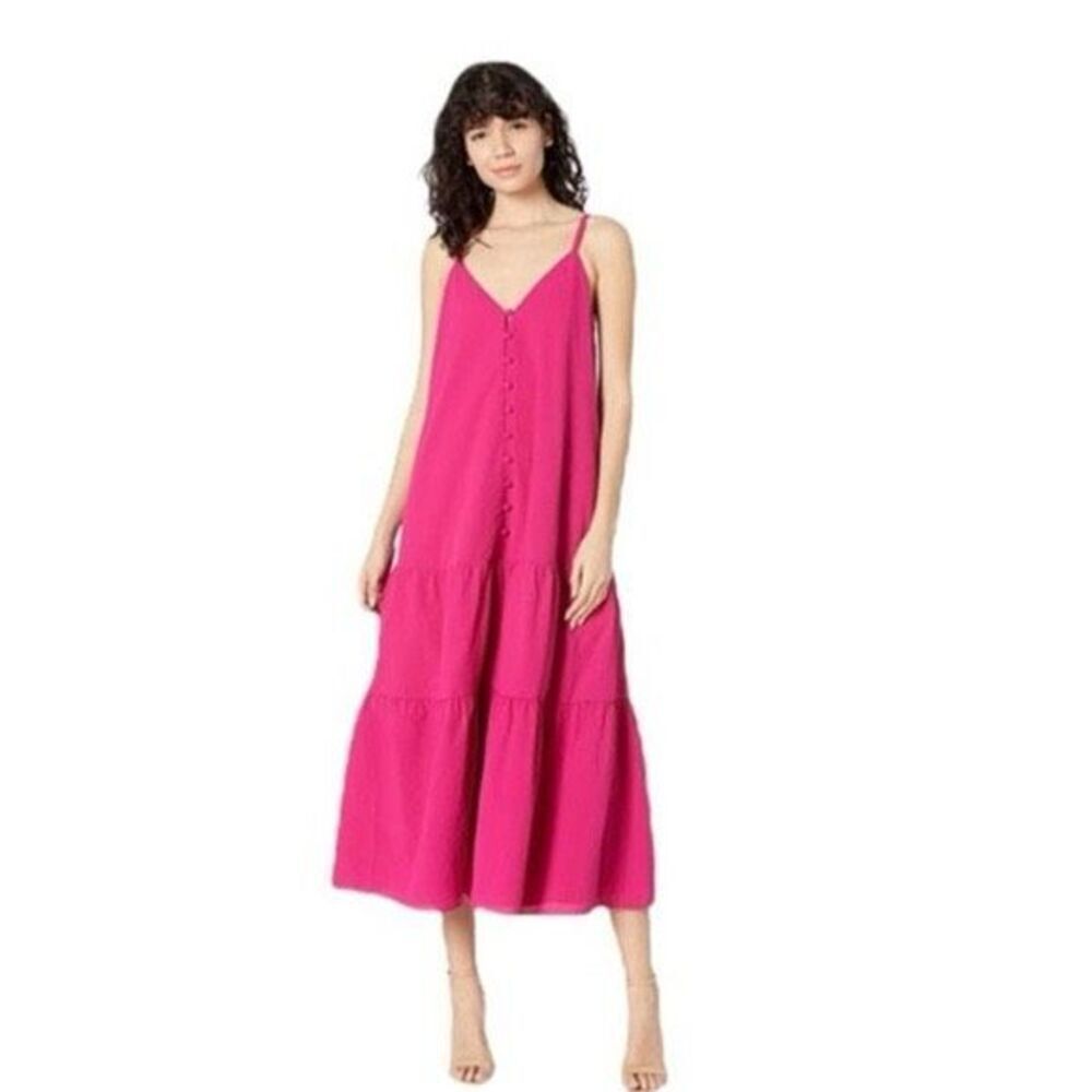 Ted Baker Luaan Button Through Cami Midi Dress in Pink Size 14